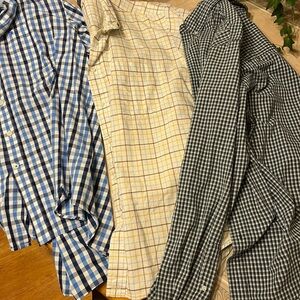 Bundle of 3 Men's Check Button-Down Shirt - Blue, Yellow, Black 2 Izod, 1 Chaps